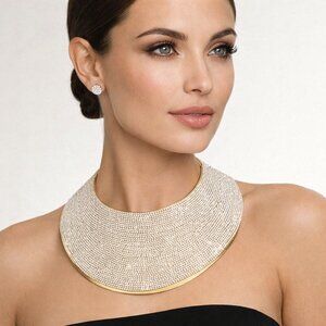 Crystal Pavé Statement Bib Necklace Set